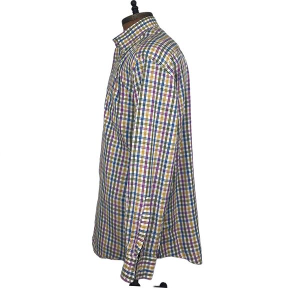 Peter Millar Button Front Shirt Multicolor Check Plaid Mens 2XL - Picture 2 of 5